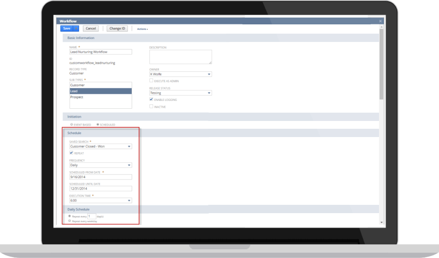 Workflow: Schedule form