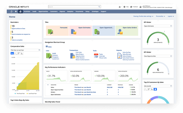 NetSuite reporting dashboard