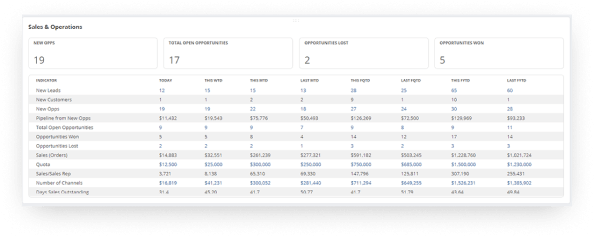 NetSuite sales and operation dashboard