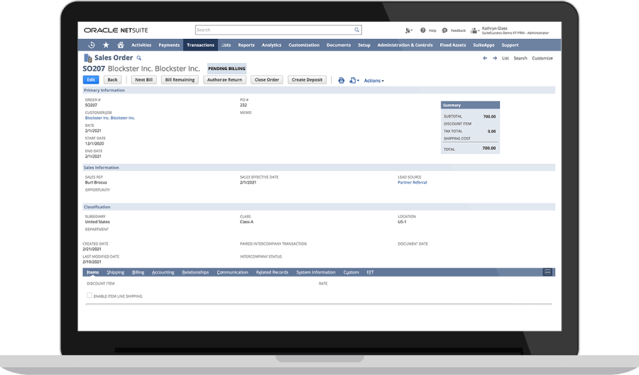 NetSuite Automated Invoicing dashboard