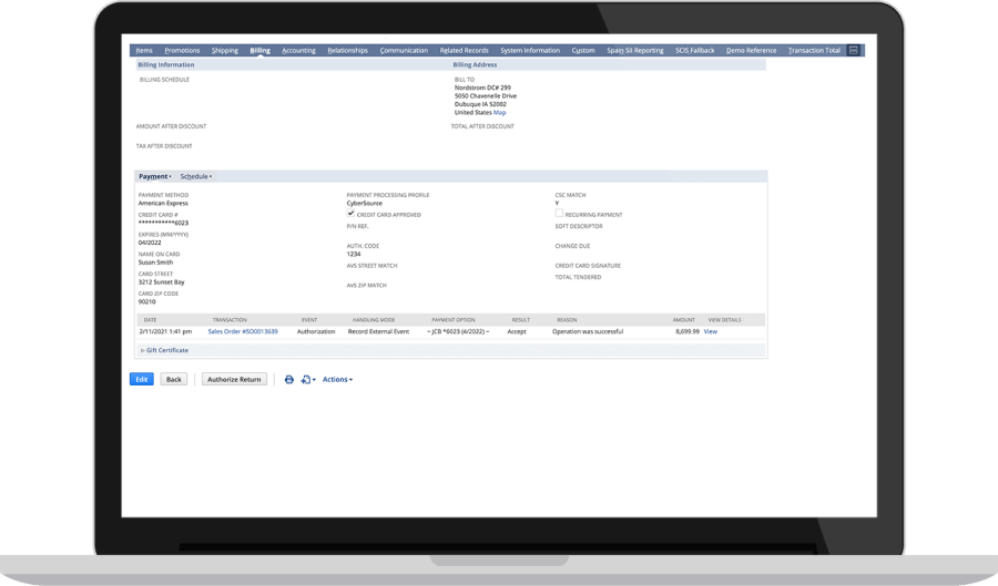 NetSuite Payment Management dashboard