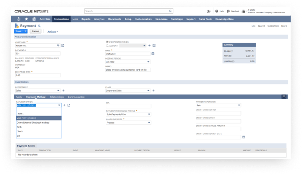 NetSuite Accelerate Payments dashboard