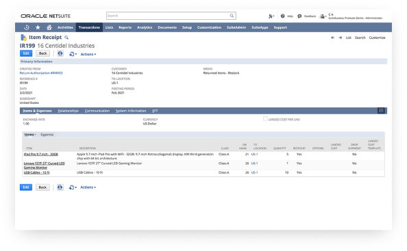 Real-time visibility Dashboard on NetSuite