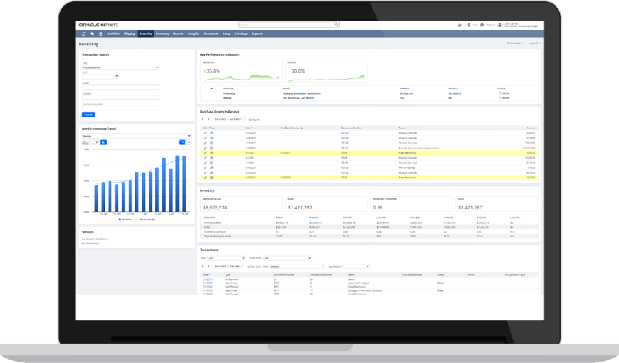 NetSuite dashboard