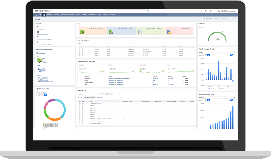 NetSuite dashboard