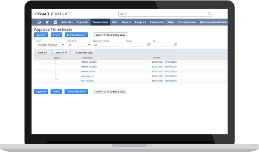 Timesheet Approvals